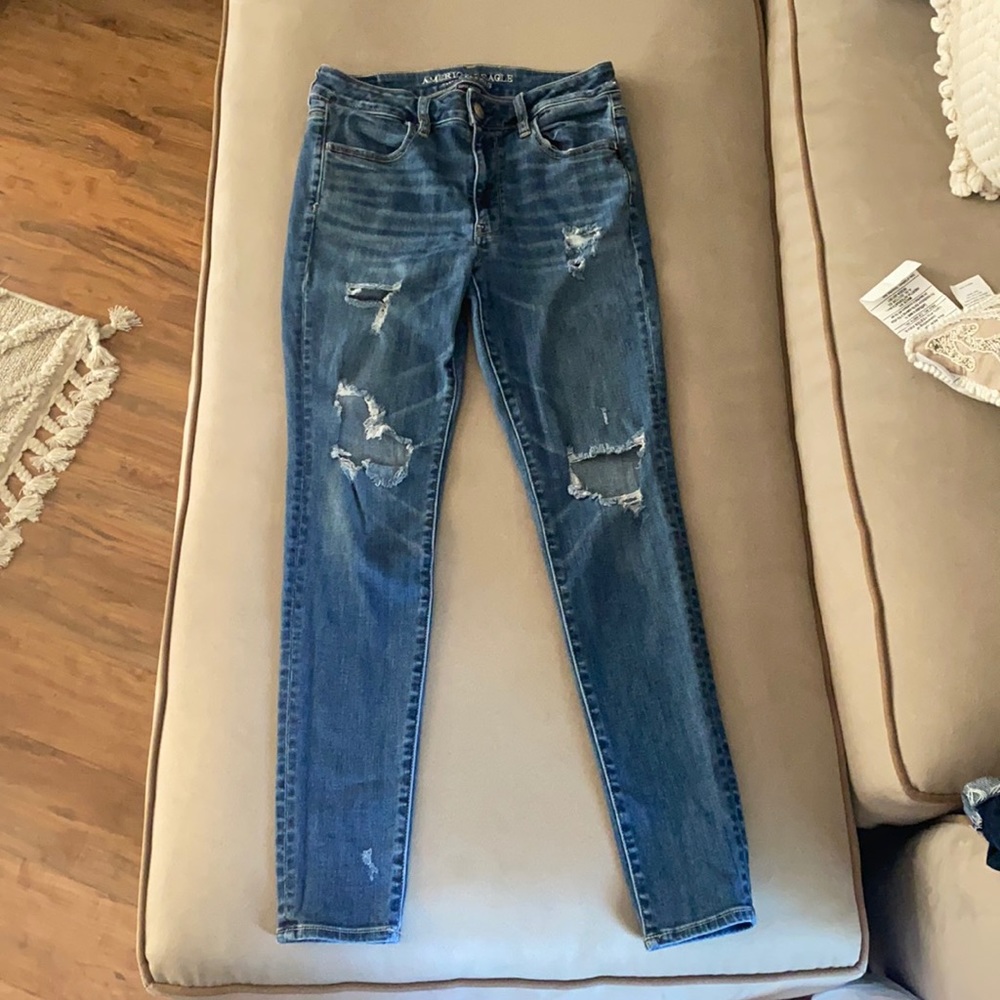 american eagle high rise ripped jeggings